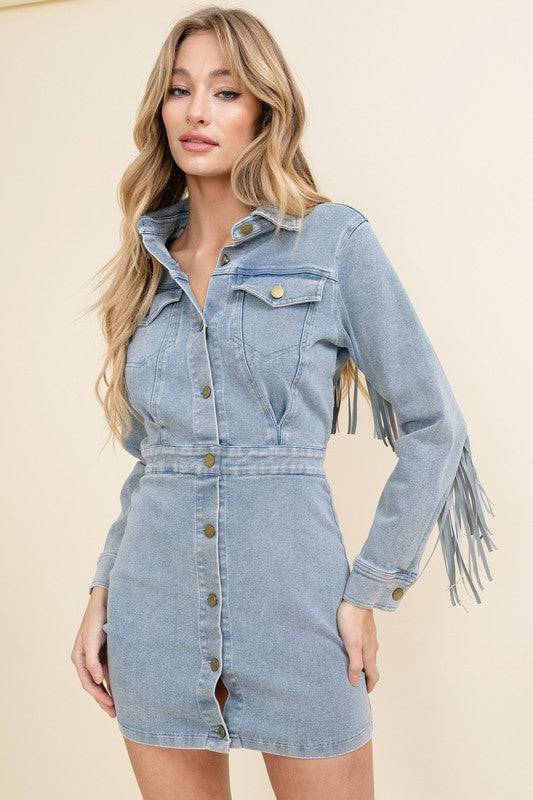 Lasso Fringe Denim Dress