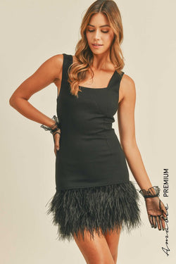 Ostrich Feather Mini Dress