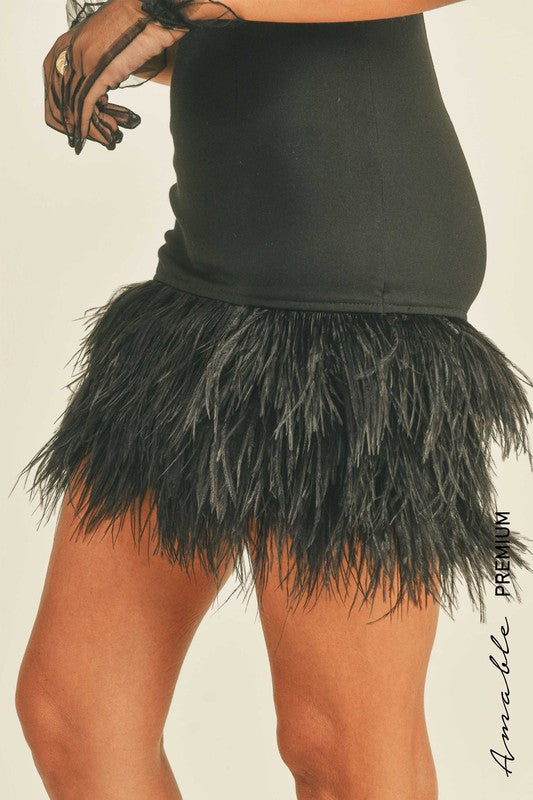 Ostrich Feather Mini Dress