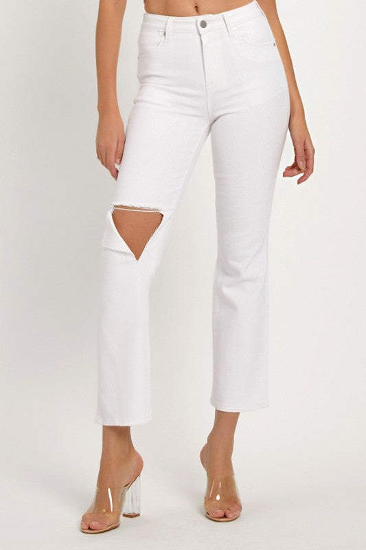 Layton High Rise Crop - White