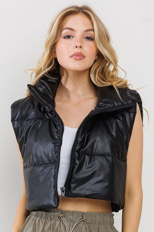 Leather Puffer Vest