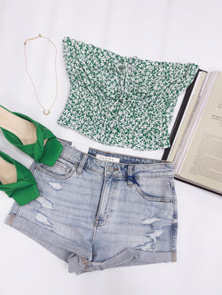 Green Floral Tube Top