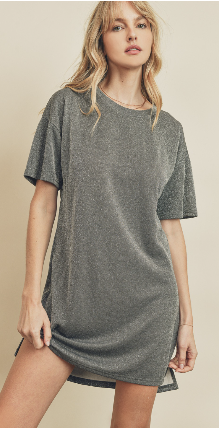 Metallic shirt dress sales